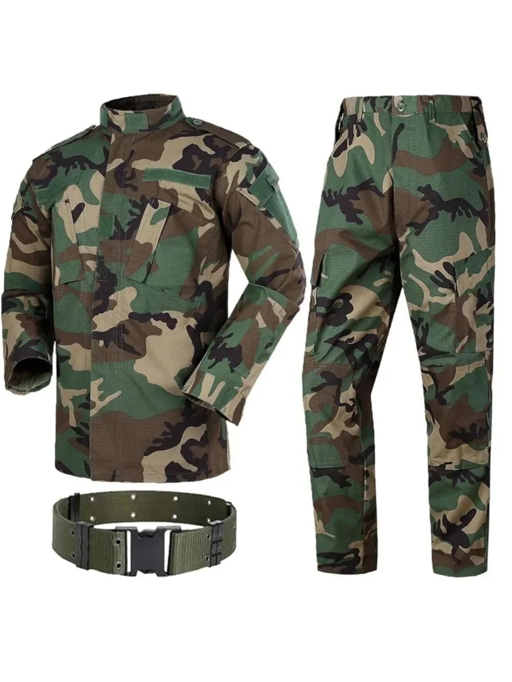 Men's Camo Jacket & Pants Set Military Tactical Style BDU Outdoors Size L NEW